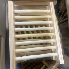 1pc Wooden Soap Dish Square Drain Tray