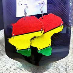 Afro Wood Earring