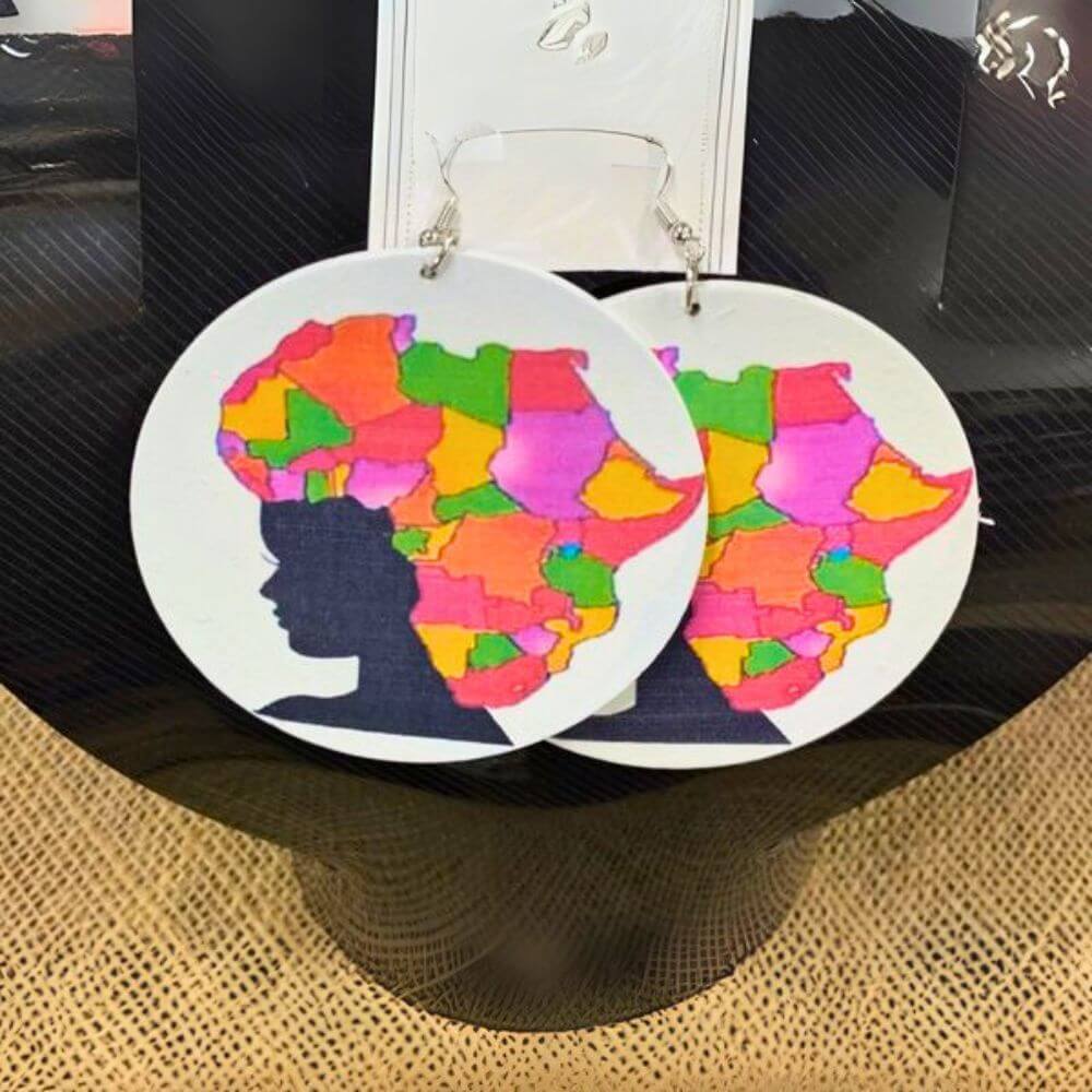 African Afro Wood Earring