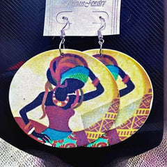 African Wood Earring