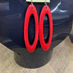 Oval Wood Earring